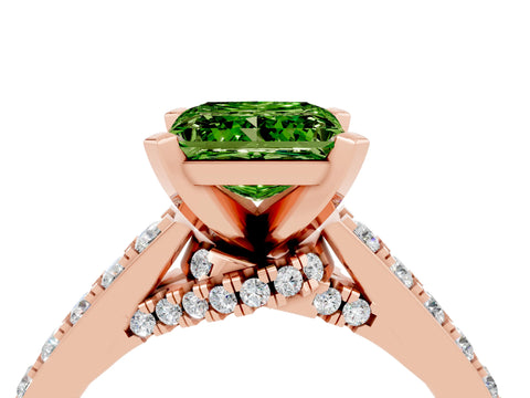 Rose gold Princess Cut Diamond Solitaire Ring with Pavé Band and Prong Setting_16