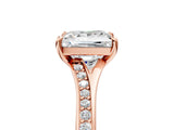 Rose gold Princess Cut Diamond Solitaire Ring with Pavé Band and Prong Setting_17