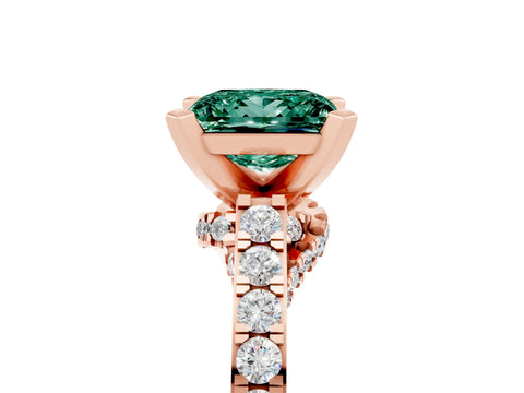 Rose gold Princess Cut Diamond Solitaire Ring with Pavé Band and Prong Setting_17