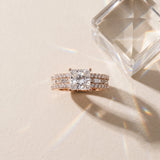 Rose gold Princess Cut Diamond Solitaire Ring with Pavé and Channel Set Band_16
