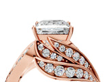 Rose gold Princess Cut Diamond Solitaire Ring with Prong Setting and Twisted Pavé Band_7