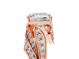 Rose gold Princess Cut Diamond Solitaire Ring with Prong Setting and Twisted Pavé Band_8