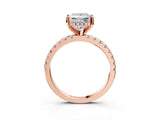 Rose gold Princess Cut Diamond Solitaire Ring with Round  Pavé Band and Four-Prong Setting_45