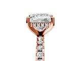 Rose gold Princess Cut Diamond Solitaire Ring with Round  Pavé Band and Four-Prong Setting_47
