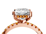 Rose gold Princess Cut Diamond Solitaire Ring with Round with Citrine side stone Pavé Band and Four-Prong Setting_40