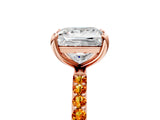 Rose gold Princess Cut Diamond Solitaire Ring with Round with Citrine side stone Pavé Band and Prong Setting_17