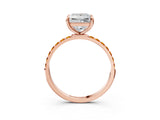 Rose gold Princess Cut Diamond Solitaire Ring with Round with Citrine side stone Pavé Band and Prong Setting_26