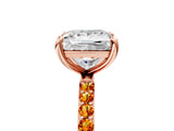Rose gold Princess Cut Diamond Solitaire Ring with Round with Citrine side stone Pavé Band and Prong Setting_28