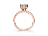 Rose gold Princess Cut Diamond Solitaire Ring with Round with Moissanite side stone Pavé Band and Four-Prong Setting_39