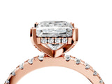 Rose gold Princess Cut Diamond Solitaire Ring with Round with Moissanite side stone Pavé Band and Four-Prong Setting_40