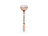 Rose gold Princess Cut Diamond Solitaire Ring with Round with Moissanite side stone Pavé Band and Prong Setting_14