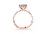 Rose gold Princess Cut Diamond Solitaire Ring with Round with Moissanite side stone Pavé Band and Prong Setting_15