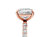 Rose gold Princess Cut Diamond Solitaire Ring with Round with Moissanite side stone Pavé Band and Prong Setting_17