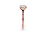 Rose gold Princess Cut Diamond Solitaire Ring with Round with Morganite side stone Pavé Band and Prong Setting_14