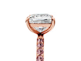 Rose gold Princess Cut Diamond Solitaire Ring with Round with Morganite side stone Pavé Band and Prong Setting_17