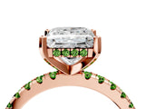 Rose gold Princess Cut Diamond Solitaire Ring with Round with Peridot side stone Pavé Band and Four-Prong Setting_40