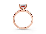 Rose gold Princess Cut Diamond Solitaire Ring with Round with Ruby side stone Pavé Band and Four-Prong Setting_39