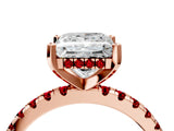 Rose gold Princess Cut Diamond Solitaire Ring with Round with Ruby side stone Pavé Band and Four-Prong Setting_40