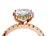 Rose gold Princess Cut Diamond Solitaire Ring with Round with Yellow Sapphire side stone Pavé Band and Four-Prong Setting_40