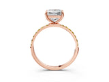 Rose gold Princess Cut Diamond Solitaire Ring with Round with Yellow Sapphire side stone Pavé Band and Prong Setting_15