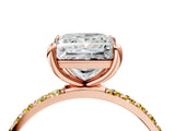 Rose gold Princess Cut Diamond Solitaire Ring with Round with Yellow Sapphire side stone Pavé Band and Prong Setting_16