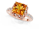 Rose gold Princess Cut Diamond Solitaire Ring with Shared Prong Pavé Band_1