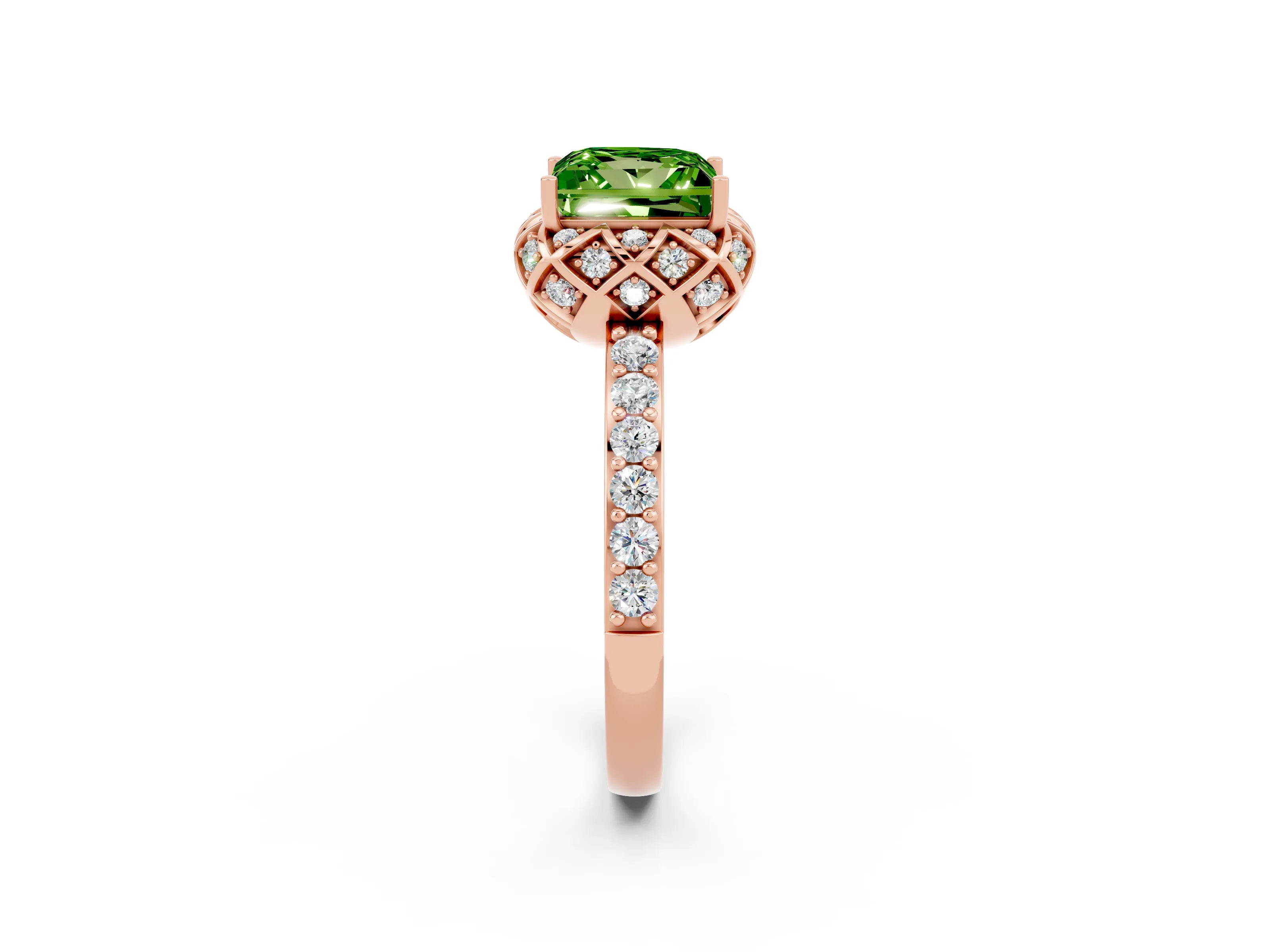Rose gold Princess Cut Diamond Solitaire Ring with Shared Prong Pavé Band_2