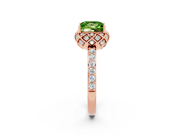 Rose gold Princess Cut Diamond Solitaire Ring with Shared Prong Pavé Band