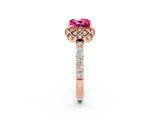 Rose gold Princess Cut Diamond Solitaire Ring with Shared Prong Pavé Band_2