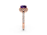 Rose gold Princess Cut Diamond Solitaire Ring with Shared Prong Pavé Band_2