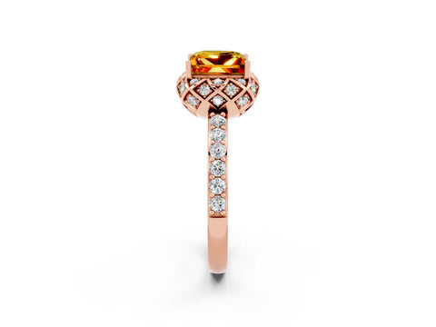 Rose gold Princess Cut Diamond Solitaire Ring with Shared Prong Pavé Band_2