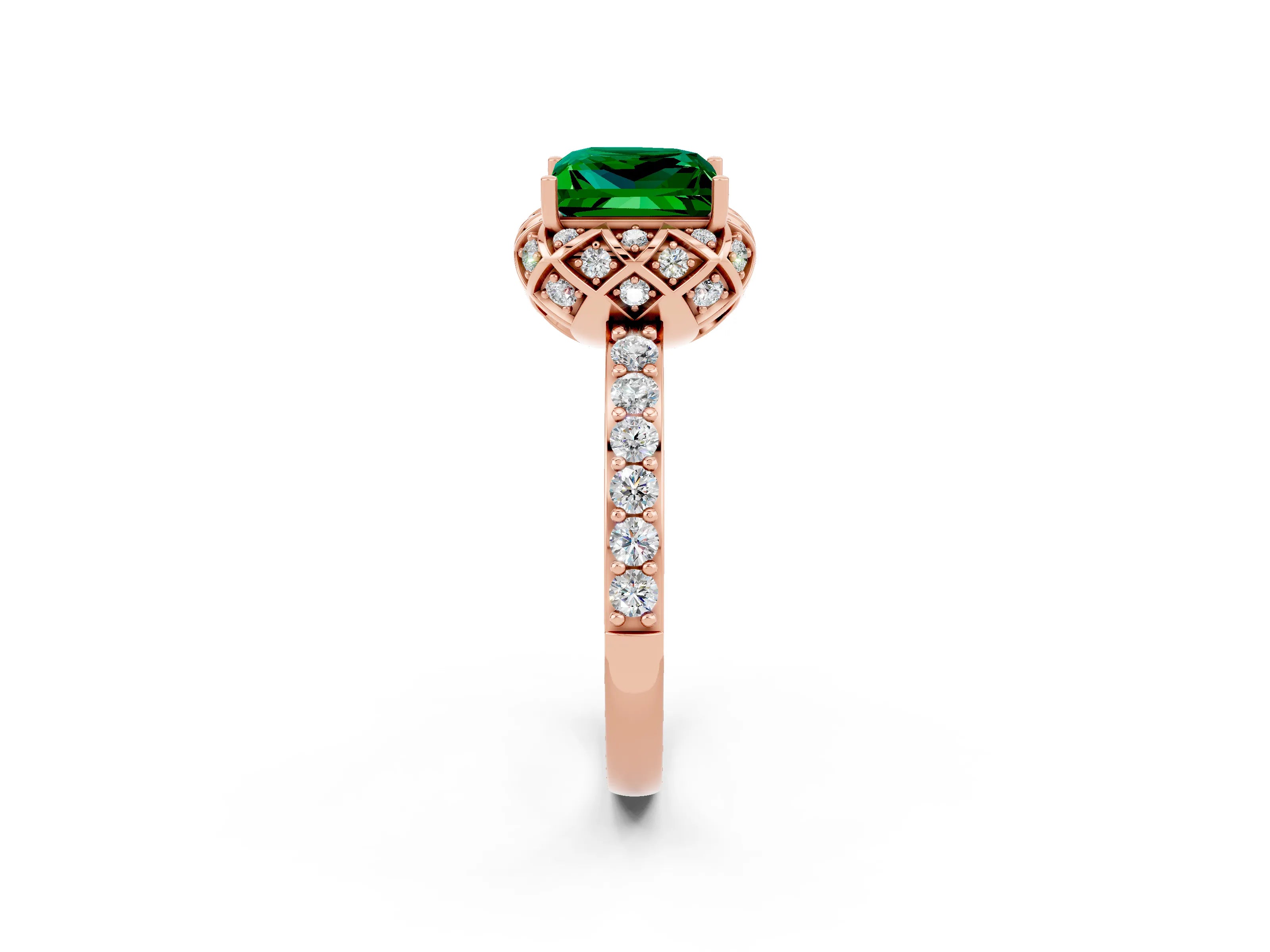 Rose gold Princess Cut Diamond Solitaire Ring with Shared Prong Pavé Band_2