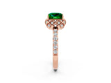 Rose gold Princess Cut Diamond Solitaire Ring with Shared Prong Pavé Band_2