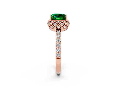 Rose gold Princess Cut Diamond Solitaire Ring with Shared Prong Pavé Band_2