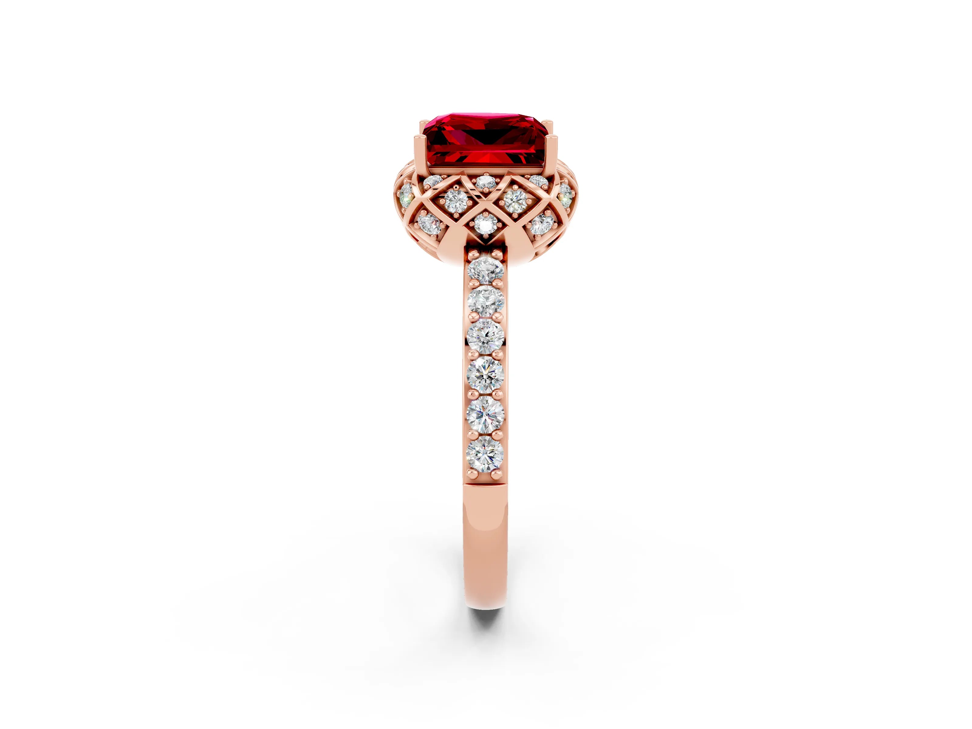 Rose gold Princess Cut Diamond Solitaire Ring with Shared Prong Pavé Band_2