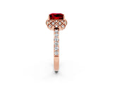 Rose gold Princess Cut Diamond Solitaire Ring with Shared Prong Pavé Band_2