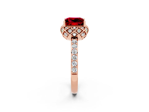 Rose gold Princess Cut Diamond Solitaire Ring with Shared Prong Pavé Band_2