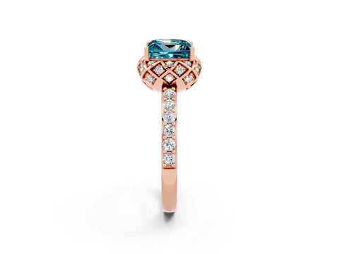 Rose gold Princess Cut Diamond Solitaire Ring with Shared Prong Pavé Band_2