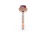 Rose gold Princess Cut Diamond Solitaire Ring with Shared Prong Pavé Band_2