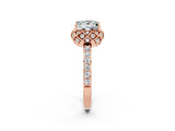 Rose gold Princess Cut Diamond Solitaire Ring with Shared Prong Pavé Band_2