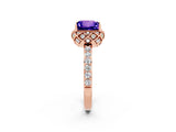 Rose gold Princess Cut Diamond Solitaire Ring with Shared Prong Pavé Band_2
