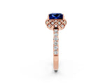 Rose gold Princess Cut Diamond Solitaire Ring with Shared Prong Pavé Band_2