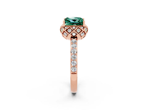 Rose gold Princess Cut Diamond Solitaire Ring with Shared Prong Pavé Band_2
