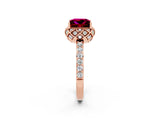 Rose gold Princess Cut Diamond Solitaire Ring with Shared Prong Pavé Band_2