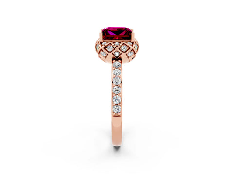 Rose gold Princess Cut Diamond Solitaire Ring with Shared Prong Pavé Band_2