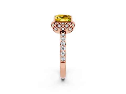 Rose gold Princess Cut Diamond Solitaire Ring with Shared Prong Pavé Band_2