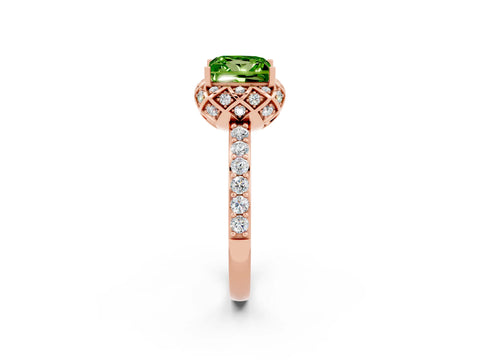 Rose gold Princess Cut Diamond Solitaire Ring with Shared Prong Pavé Band_2