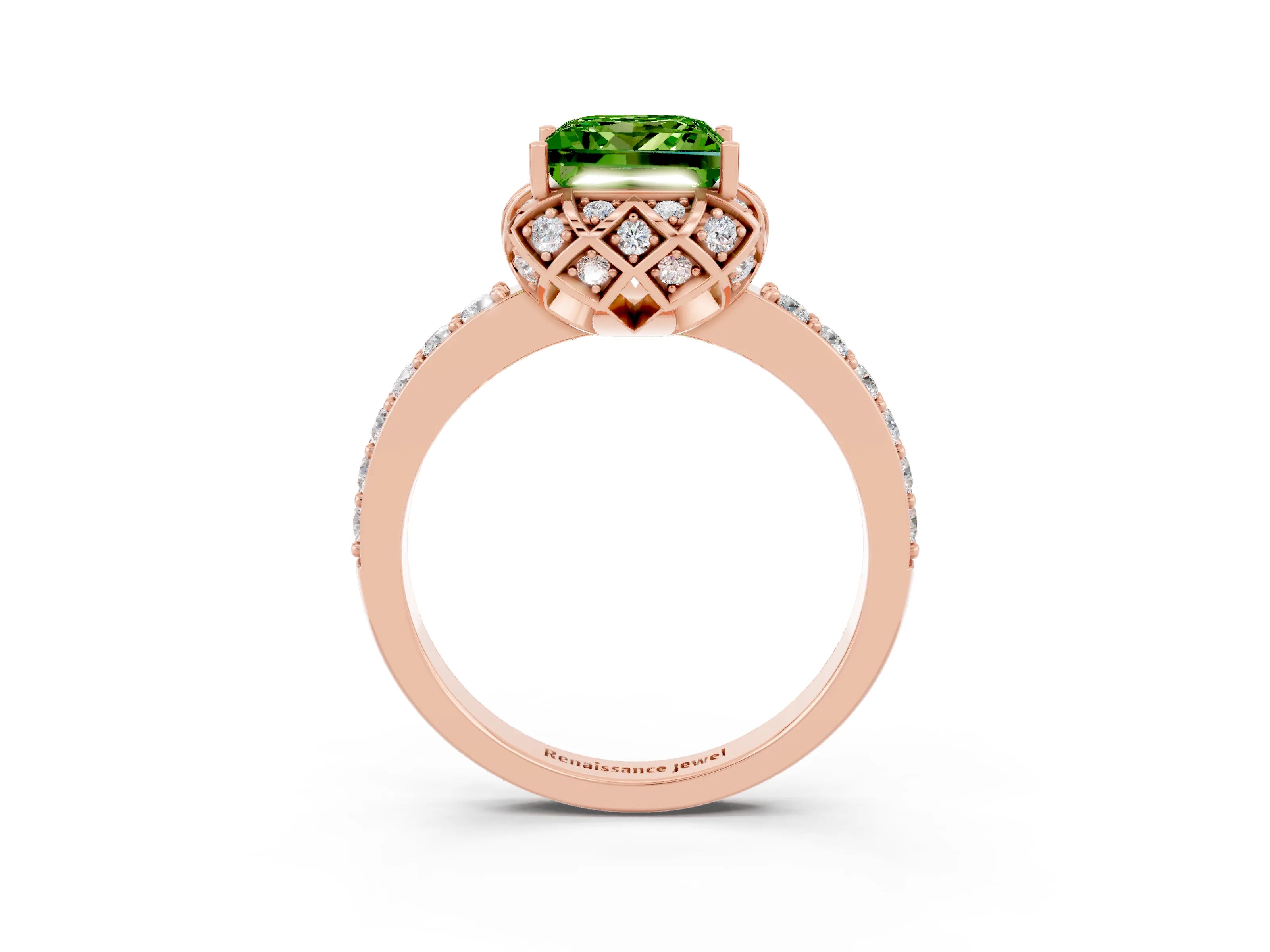 Rose gold Princess Cut Diamond Solitaire Ring with Shared Prong Pavé Band_3