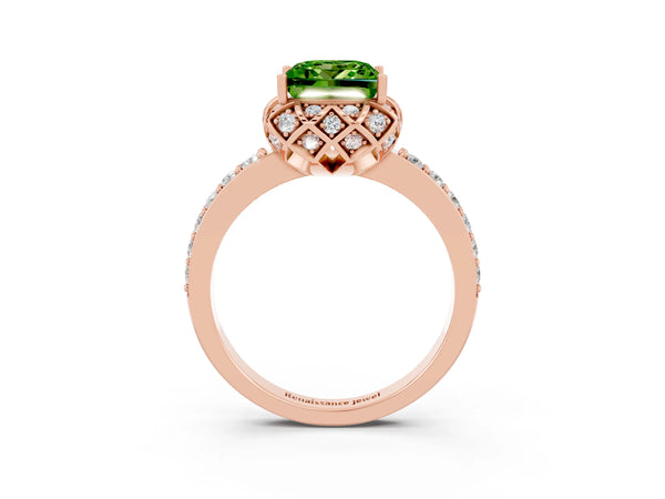 Rose gold Princess Cut Diamond Solitaire Ring with Shared Prong Pavé Band
