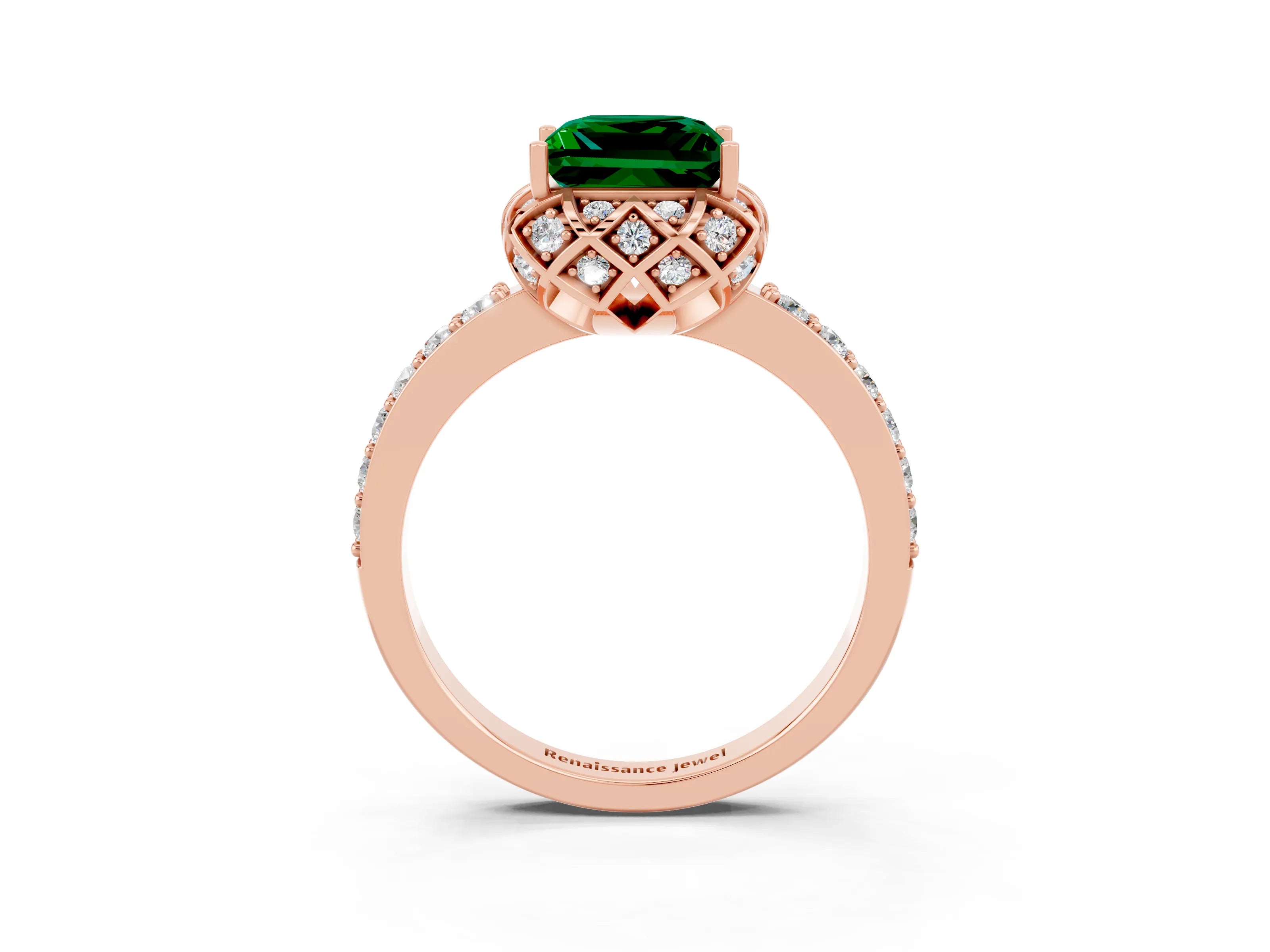 Rose gold Princess Cut Diamond Solitaire Ring with Shared Prong Pavé Band_3